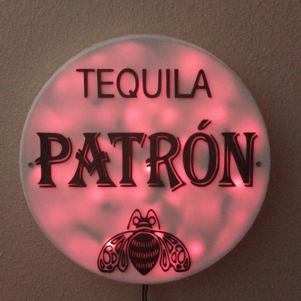 3D Printed Tequila Patron RGB LED Sign With Remote & app Control man cave decor